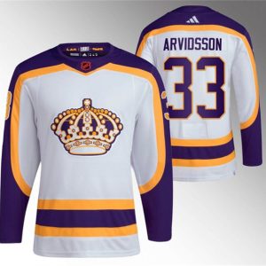 Los Angeles Kings #33 Viktor Arvidsson White 2022 Reverse Retro Stitched Jersey