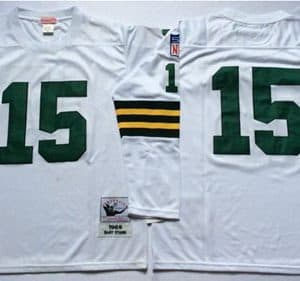 Mitchell And Ness 1969 Packers #15 Bart Starr White Throwback Stitched Jersey
