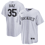 Colorado Rockies #35 Elias D¨ªaz White Cool Base Stitched Jersey