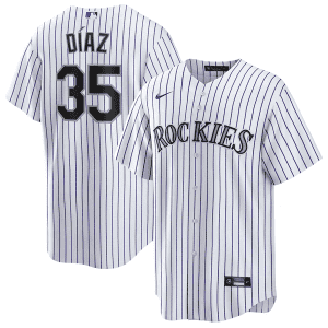 Colorado Rockies #35 Elias D¨ªaz White Cool Base Stitched Jersey