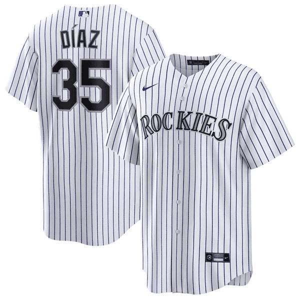 Colorado Rockies #35 Elias D¨ªaz White Cool Base Stitched Jersey