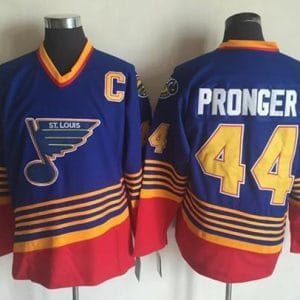 Blues #44 Chris Pronger Light Blue Red CCM Throwback Stitched Jersey
