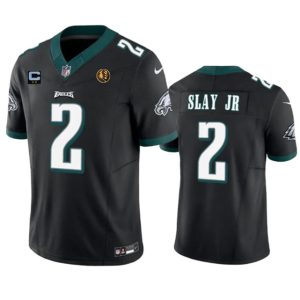 Philadelphia Eagles #2 Darius Slay JR Black 2023 F.U.S.E. With 2-Star C Patch And John Madden Patch Vapor Limited Stitched Jersey
