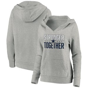 Dallas Cowboys Heather Gray Stronger Together Crossover Neck Pullover Hoodie(Run Small)