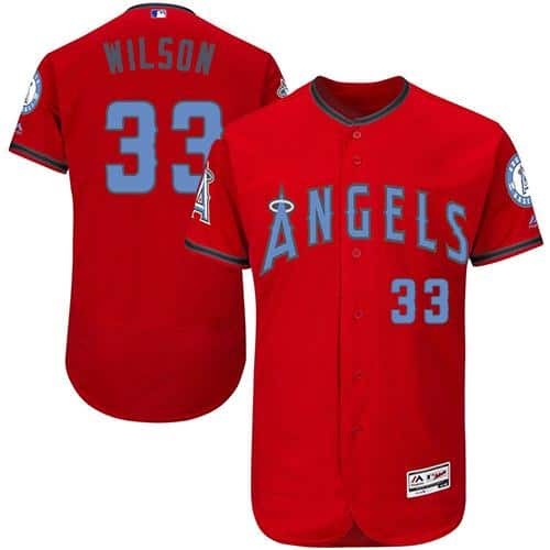 Angels Of Anaheim #33 C.J. Wilson Red Flexbase Authentic Collection 2016 Father's Day Stitched Jersey