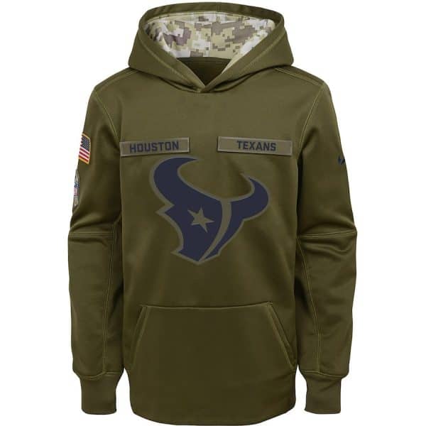 Youth Houston Texans Olive Salute To Service Pullover Performance NFL Hoodie