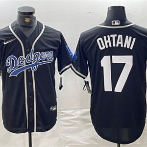 Brooklyn Dodgers #17 Shohei Ohtani Black Cool Base With Patch Stitched Jersey