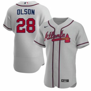 Atlanta Braves #28 Matt Olson Gray Flex Base Stitched Baseball Jersey