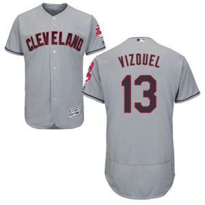 Indians #13 Omar Vizquel Grey Flexbase Authentic Collection Stitched Jersey