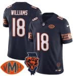 Chicago Bears #18 Caleb Williams Navy F.U.S.E. With Illinois and VMH Patch Limited Football Stitched Jersey