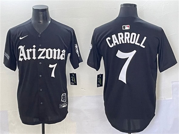 Arizona Diamondbacks #7 Corbin Carroll Black 'Gothic Desert Fang Edition' Vapor Limited Stitched Jersey