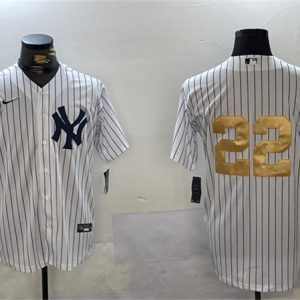 New York Yankees #22 Juan Soto White Gold Cool Base Stitched Jersey