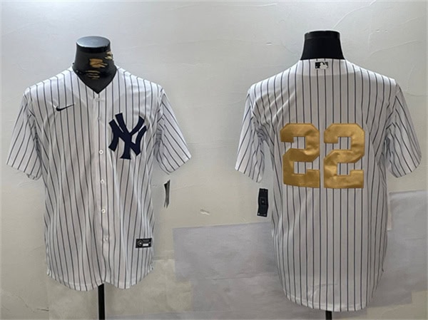 New York Yankees #22 Juan Soto White Gold Cool Base Stitched Jersey