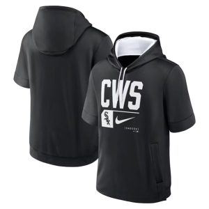 Chicago White Sox Black Tri Code Lockup Short Sleeve Pullover Hoodie