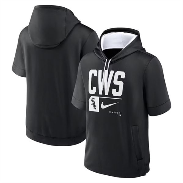 Chicago White Sox Black Tri Code Lockup Short Sleeve Pullover Hoodie