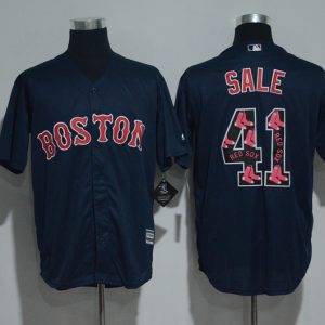 Boston Red Sox #41 Chris Sale Navy Team Logo Print Cool Base Stitched Jersey