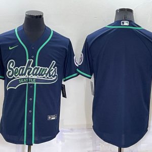 Seattle Seahawks Blank Navy Cool Base Stitched Baseball Jersey
