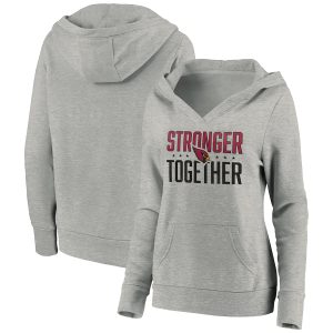 Arizona Cardinals Heather Gray Stronger Together Crossover Neck Pullover Hoodie(Run Small)
