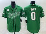 Philadelphia Eagles #0 D¡¯andre Swift Green With C Patch Cool Base Stitched Jersey