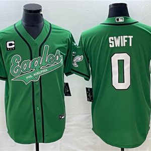 Philadelphia Eagles #0 D¡¯andre Swift Green With C Patch Cool Base Stitched Jersey