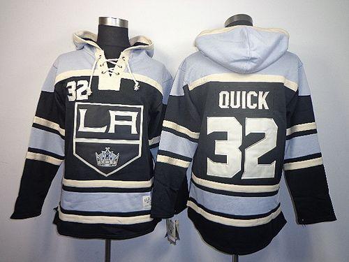 Kings #32 Jonathan Quick Black Sawyer Hooded Sweatshirt Stitched Jersey