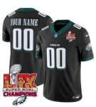 Philadelphia Eagles Custom Black 2025 Eagles Logo Super Bowl LIX Patch New F.U.S.E. Vapor Limited Stitched Jersey