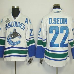 Canucks 2011 Stanley Cup Finals #22 D.Sedin White Stitched Jersey