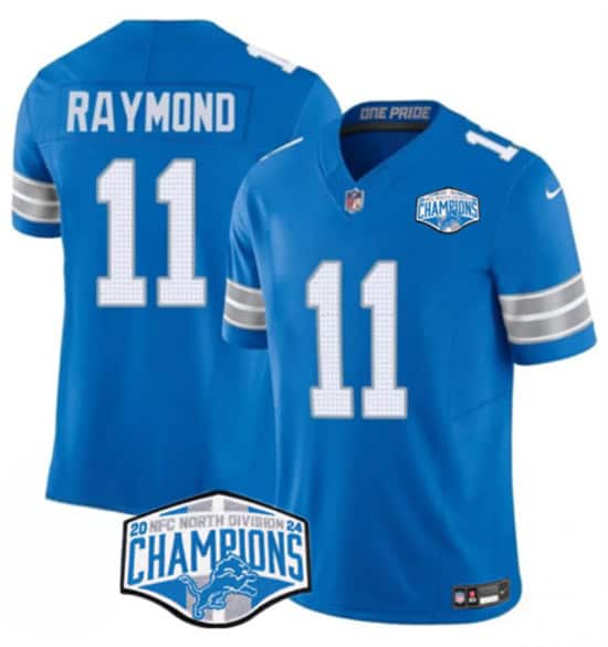 Detroit Lions #11 Kalif Raymond Blue 2024 NFC North Champions F.U.S.E. Vapor Limited Stitched Jersey