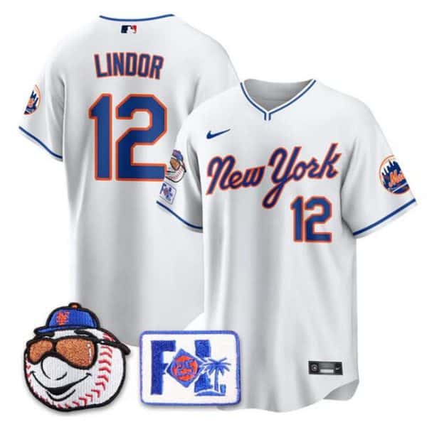 New York Mets #12 Francisco Lindor White 2025 Spring Training Stitched Jersey