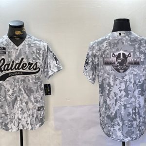 Las Vegas Raiders Team Big Logo 2024 Arctic Camo Salute To Service Stitched Jersey