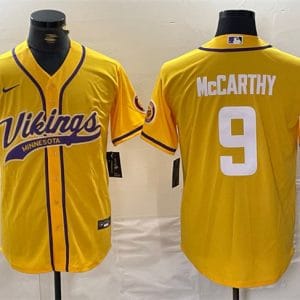 Minnesota Vikings #9 J.J. McCarthy Yellow Cool Base Stitched Jersey