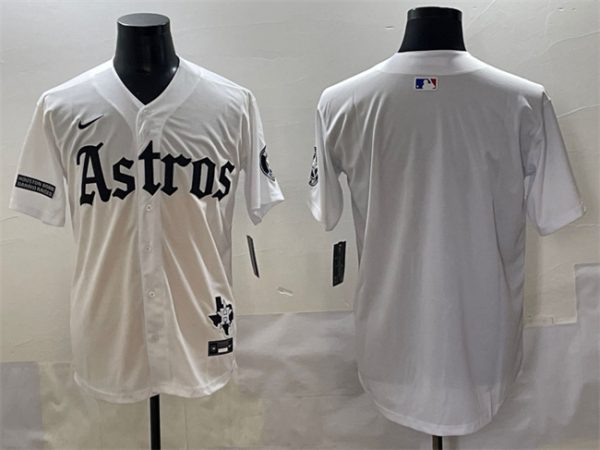 Houston Astros Blank White Gothic 'Houston Born Barrio Raised' Limited Stitched Jersey