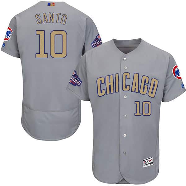 Chicago Cubs #10 Ron Santo World Series Champions Gold Program Flexbase Stitched Jersey