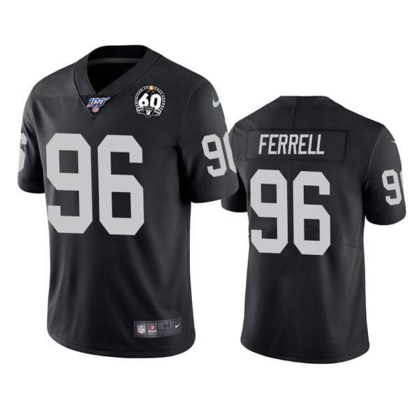 Raiders #96 Clelin Ferrell Black 60th Anniversary Vapor Limited Stitched 100th Season Jersey