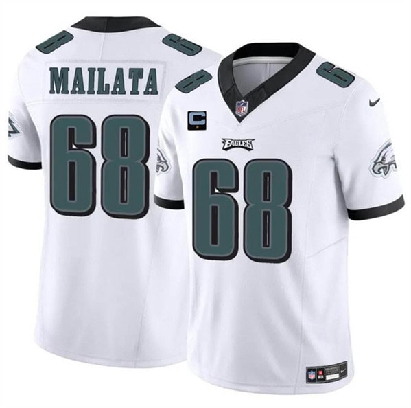 Philadelphia Eagles #68 Jordan Mailata White 2024 F.U.S.E. With 1-Star C Patch Vapor Untouchable Limited Stitched Jersey