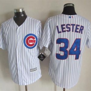 Cubs #34 Jon Lester White Strip New Cool Base Stitched Jersey