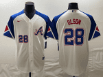 Atlanta Braves #28 Matt Olson White 2023 City Connect Cool Base With Patch Stitched Jersey
