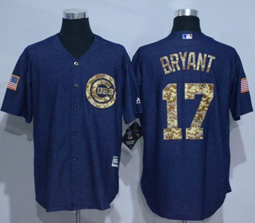Cubs #17 Kris Bryant Denim Blue Salute To Service Stitched Jersey