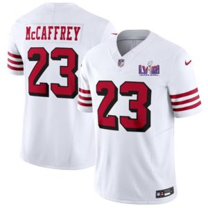 San Francisco 49ers #23 Christian McCaffrey New White 2024 F.U.S.E. Super Bowl LVIII Patch Vapor Untouchable Limited Stitched Jersey