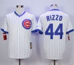 Cubs #44 Anthony Rizzo White Strip Home Cooperstown Stitched Jersey