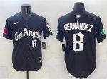 Los Angeles Dodgers #8 Enrique Hernandez Black Mexico 2025 LA Gothic Style With Fernando Patch Vapor Premier Limited Stitched Jersey