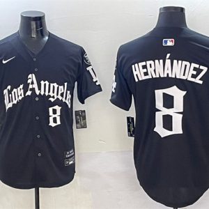 Los Angeles Dodgers #8 Enrique Hernandez Black Mexico 2025 LA Gothic Style With Fernando Patch Vapor Premier Limited Stitched Jersey