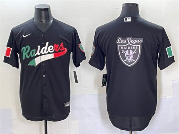 Las Vegas Raiders Team Big Logo Black Mexico Cool Base Stitched Jersey