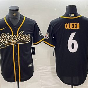 Pittsburgh Steelers #6 Patrick Queen Black With Patch Cool Base Stitched Jersey