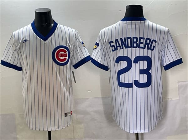 Chicago Cubs #23 Ryne Sandberg White Throwback Stitched Jersey