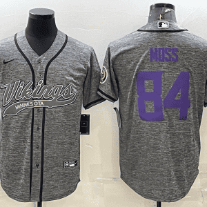 Minnesota Vikings #84 Randy Moss Grey With Patch Cool Base Stitched Baseball Jersey