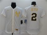 New York Yankees #2 Derek Jeter White Golden Flex Base Stitched Jersey