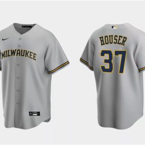 Milwaukee Brewers #37 Adrian Houser Gray Cool Base Stitched Jersey