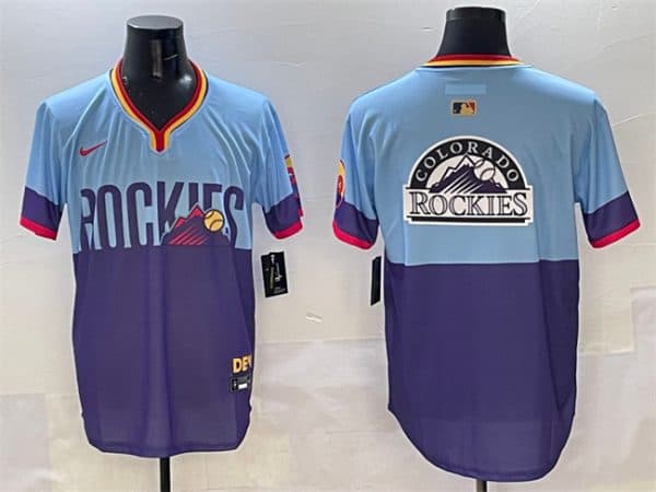 Colorado Rockies Team Big Logo Purple Light Blue 2025 City Connect Limited Stitched Jersey