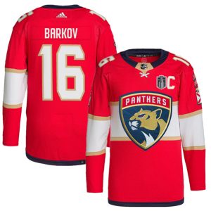 Florida Panthers #16 Aleksander Barkov Red 2024 Stanley Cup Final Patch Stitched Jersey